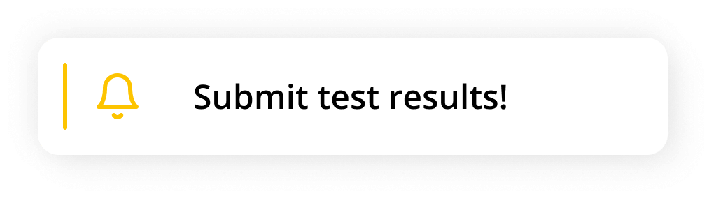 Submit test result alert