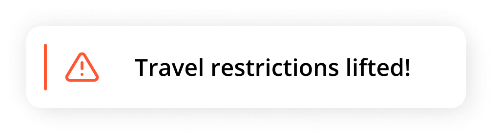Travel restrictions lifted alert